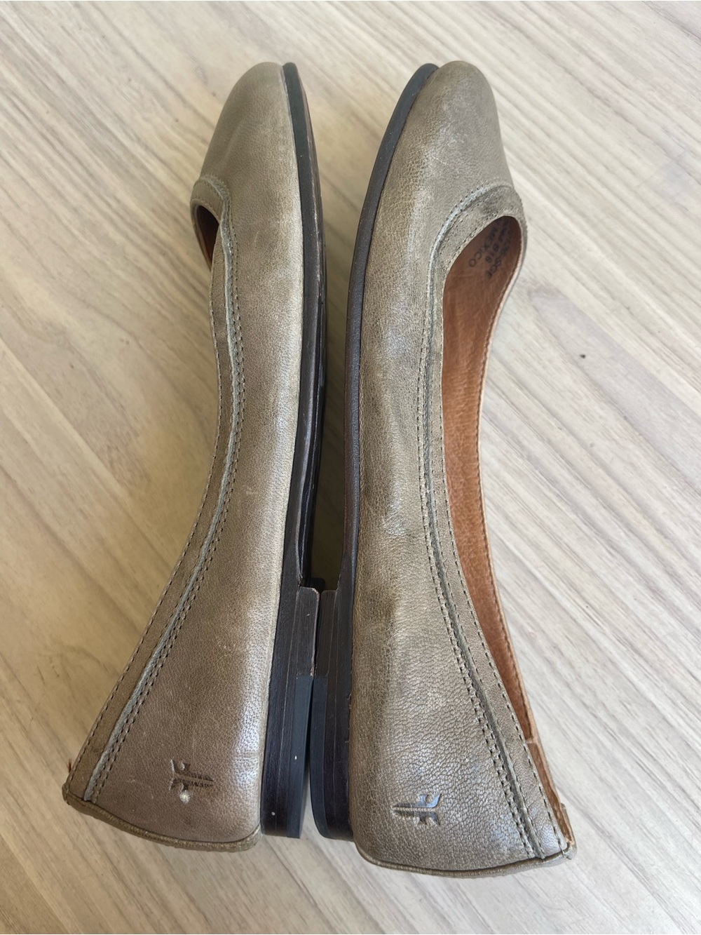 Frye Women's Taupe Leather Ballet Flats - Picture 6 of 12